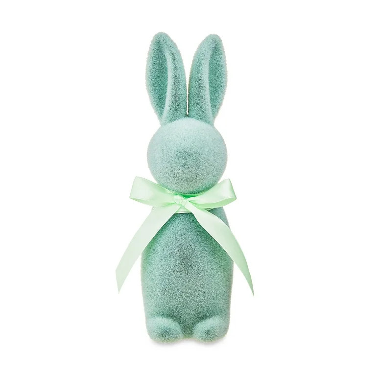Easter Flocked Bunny Decor, Mint, 9 Inch, by Way To Celebrate | Walmart (US)