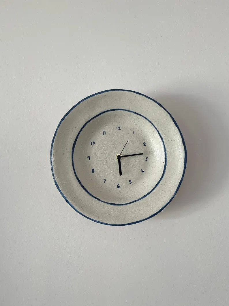 Ceramic clock with blue trim (pre-order) | Etsy (US)