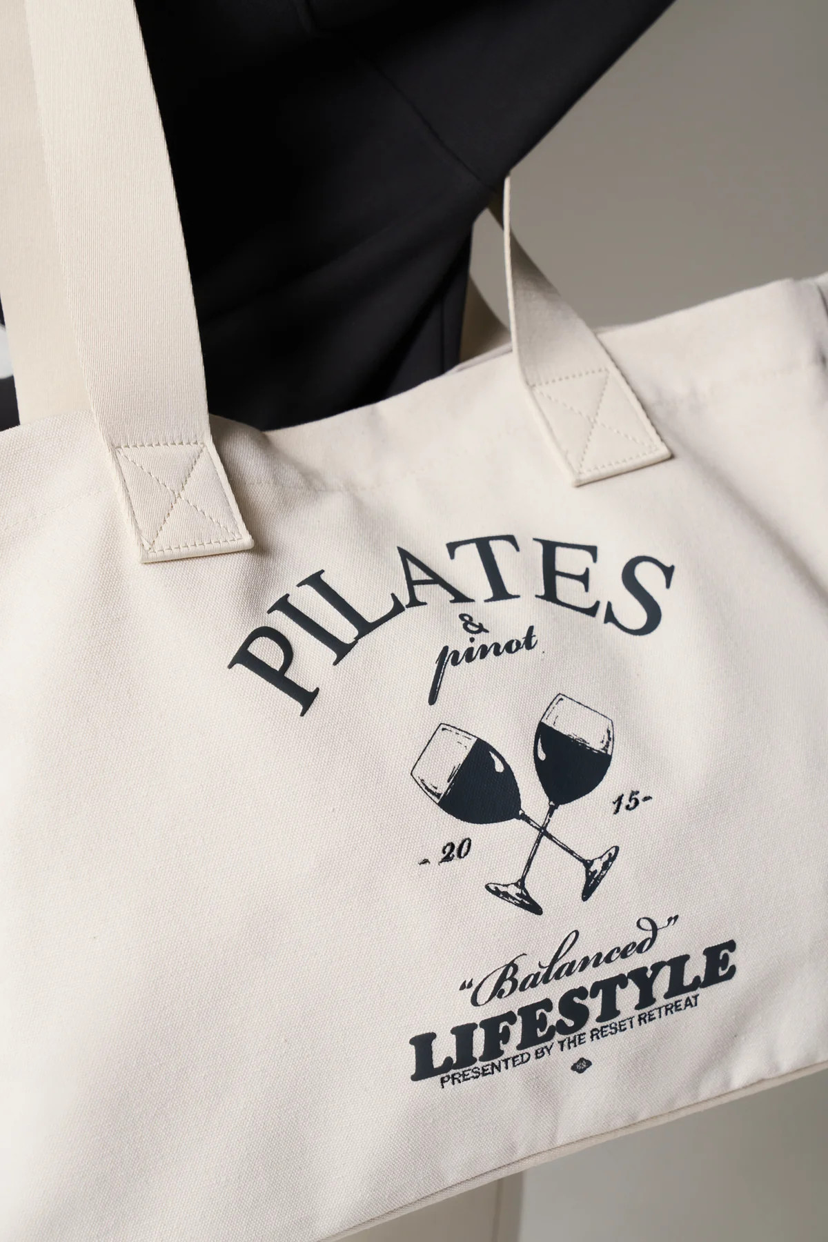 PILATES & PINOT LARGE TOTE BAG - OFF WHITE | The Couture Club