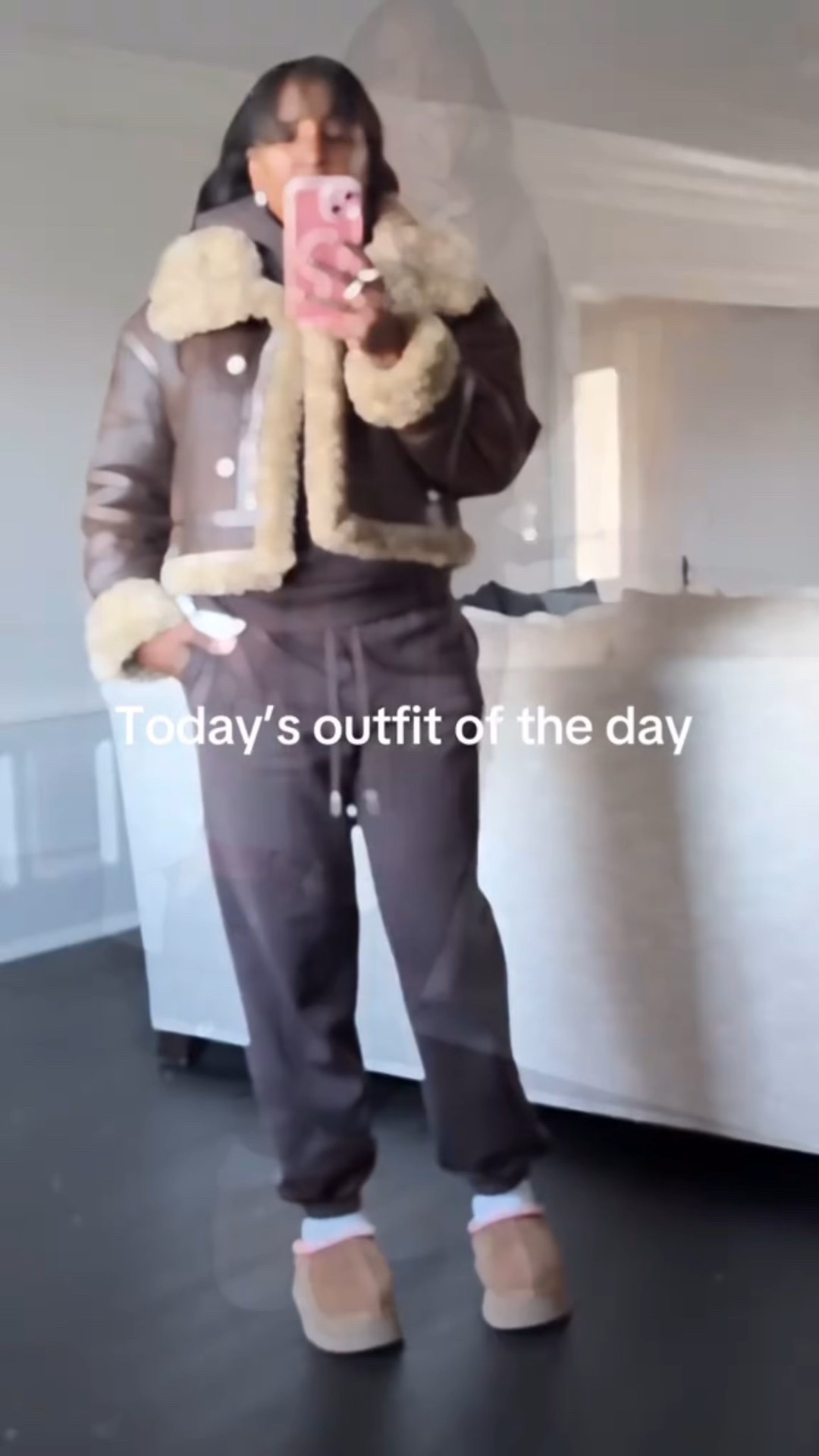 Cozy comfy lounge sweatpants hoodie Uggs faux shearling coat #style #outfit #fall #sweatpants #hoodie LTKOver40 #sale #LTKCyberweek 

#LTKgrwm #LTKSaleAlert #LTKootd