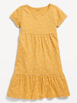 Short-Sleeve Jersey-Knit Printed Swing Dress for Girls | Old Navy (US)