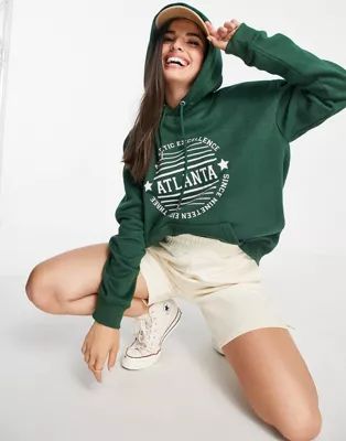 Daisy Street oversized hoodie with atlanta print | ASOS (Global)