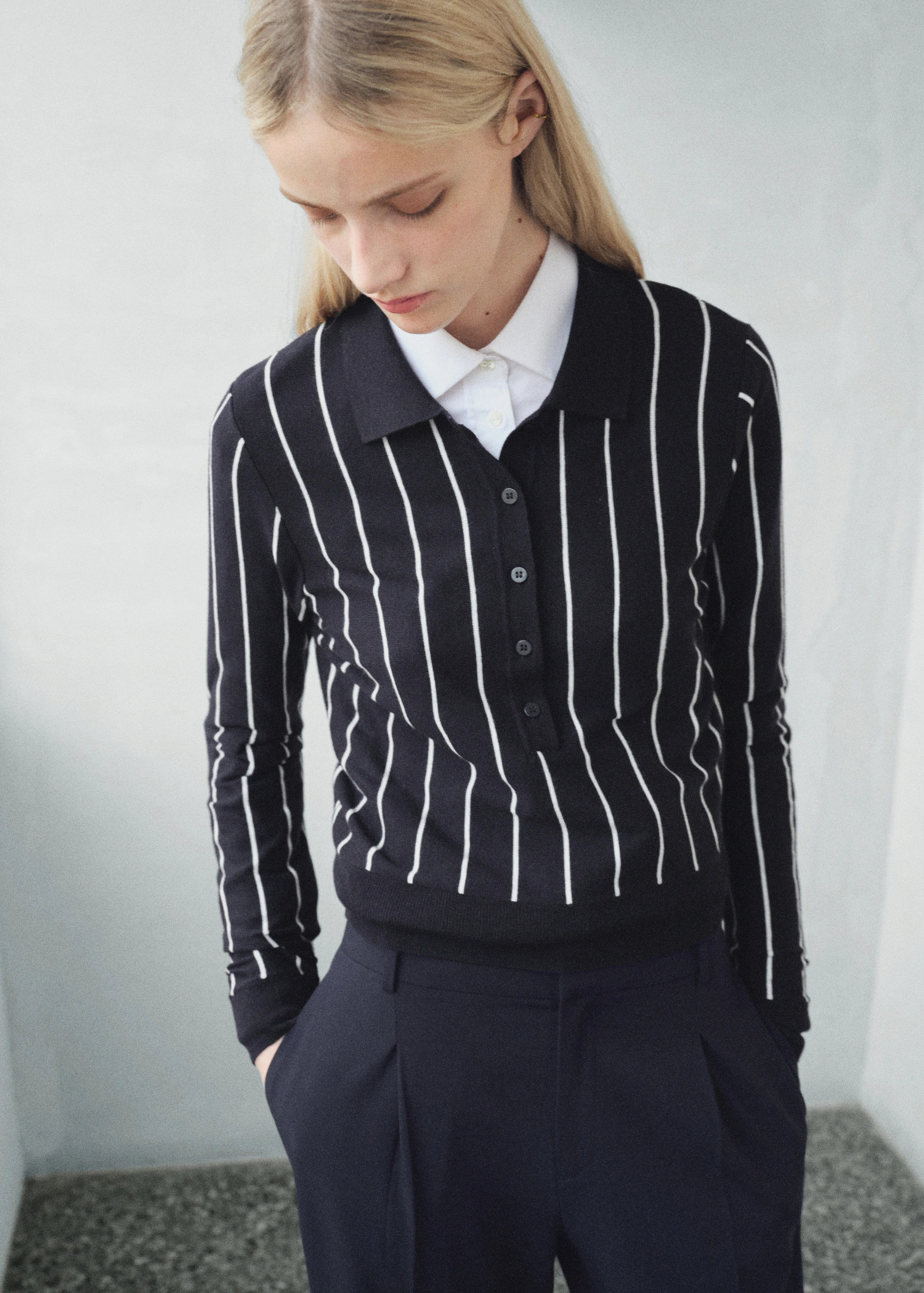 Striped polo-neck sweater - Women | MANGO USA | Mango (US/MX/AU)