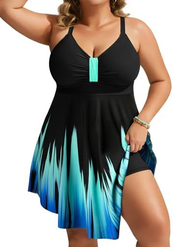 Hanna Nikole Womens Plus Size Swim Dress Swimsuit One Piece Tummy Control Bathing Suit Flowy Body... | Amazon (US)