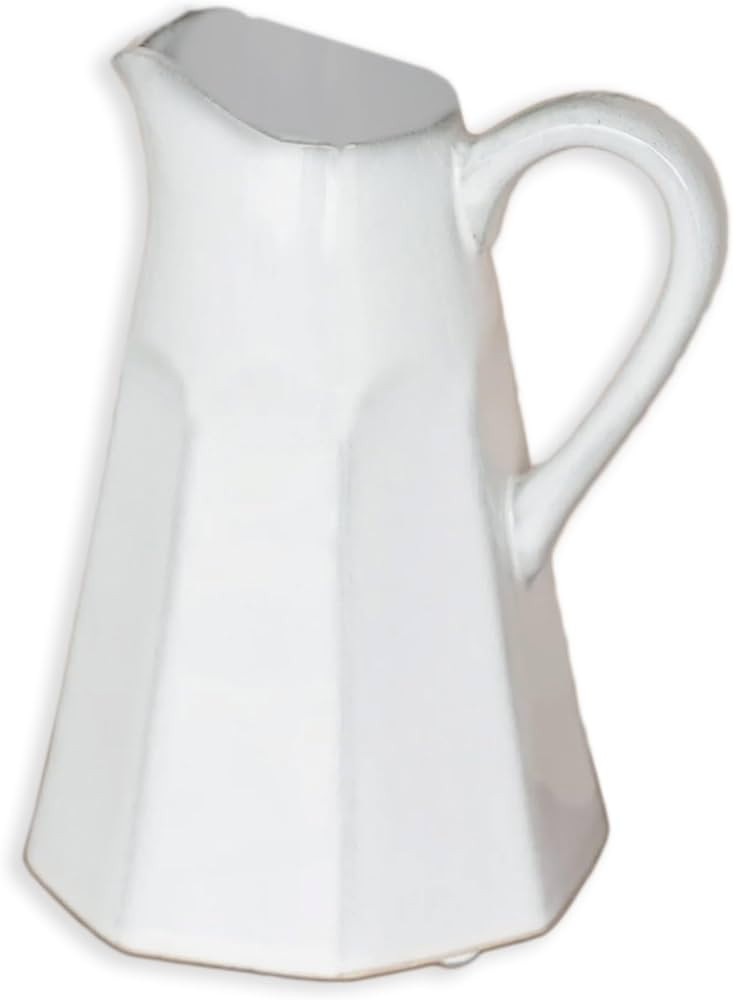 Vintage Inspired, Classic White 8.25 x 6.75 Inches Ceramic Home Décor Pitcher Vase | Amazon (US)