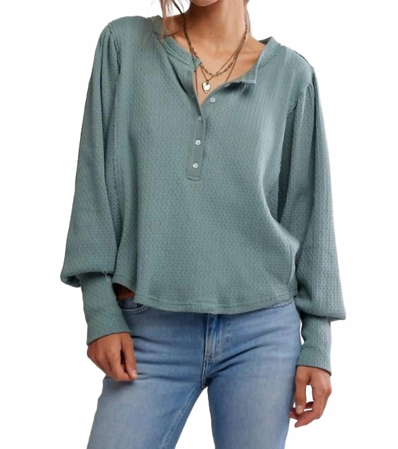 Quinn Knit Thermal Sweater In Jade Ash | Shop Simon
