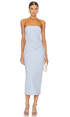 BEC&BRIDGE Karina Strapless Midi Dress in Powder Blue from Revolve.com | Revolve Clothing (Global)