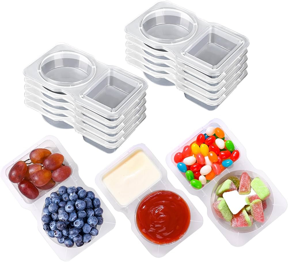 10PCS Double Compartment Condiment Container With Lids - Reusable Snack Pack Containers for Take-... | Amazon (US)