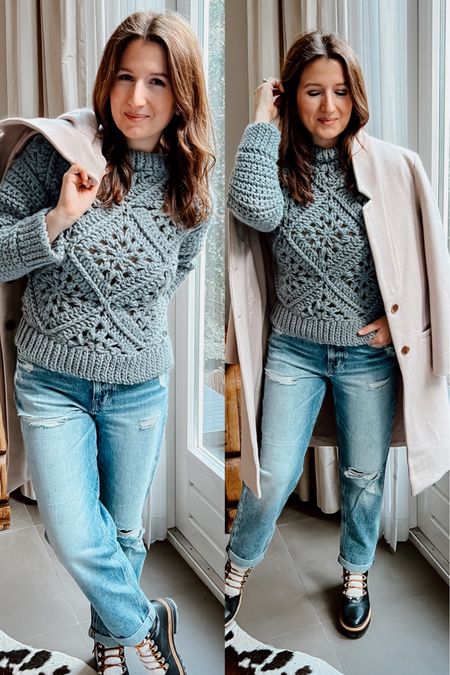 I made this crochet sweater but you can shop my jeans and lugsole boots!

Lugsole, lug sole, boots, shearling, leather, denim, winter outfits 

#LTKshoecrush