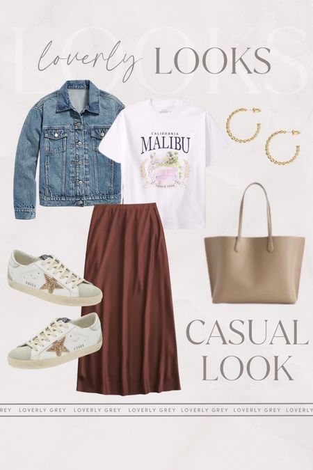 Loverly Grey casual fall outfit idea. This satin skirt pairs perfectly with a graphic tee and sneakers. 

#LTKworkwear #LTKstyletip #LTKSeasonal