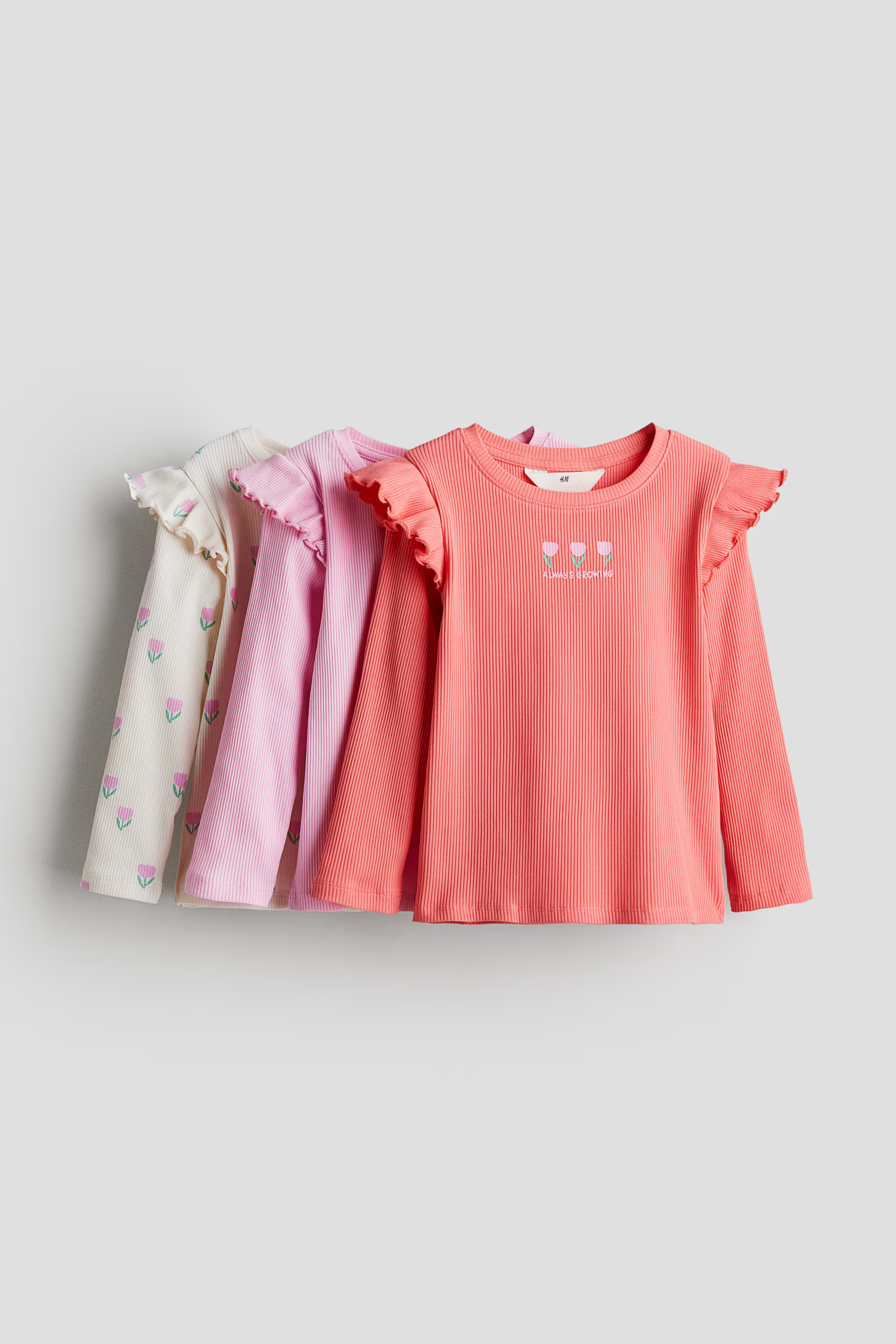 3-pack Ruffle-Trimmed Jersey Tops | H&M (US + CA)