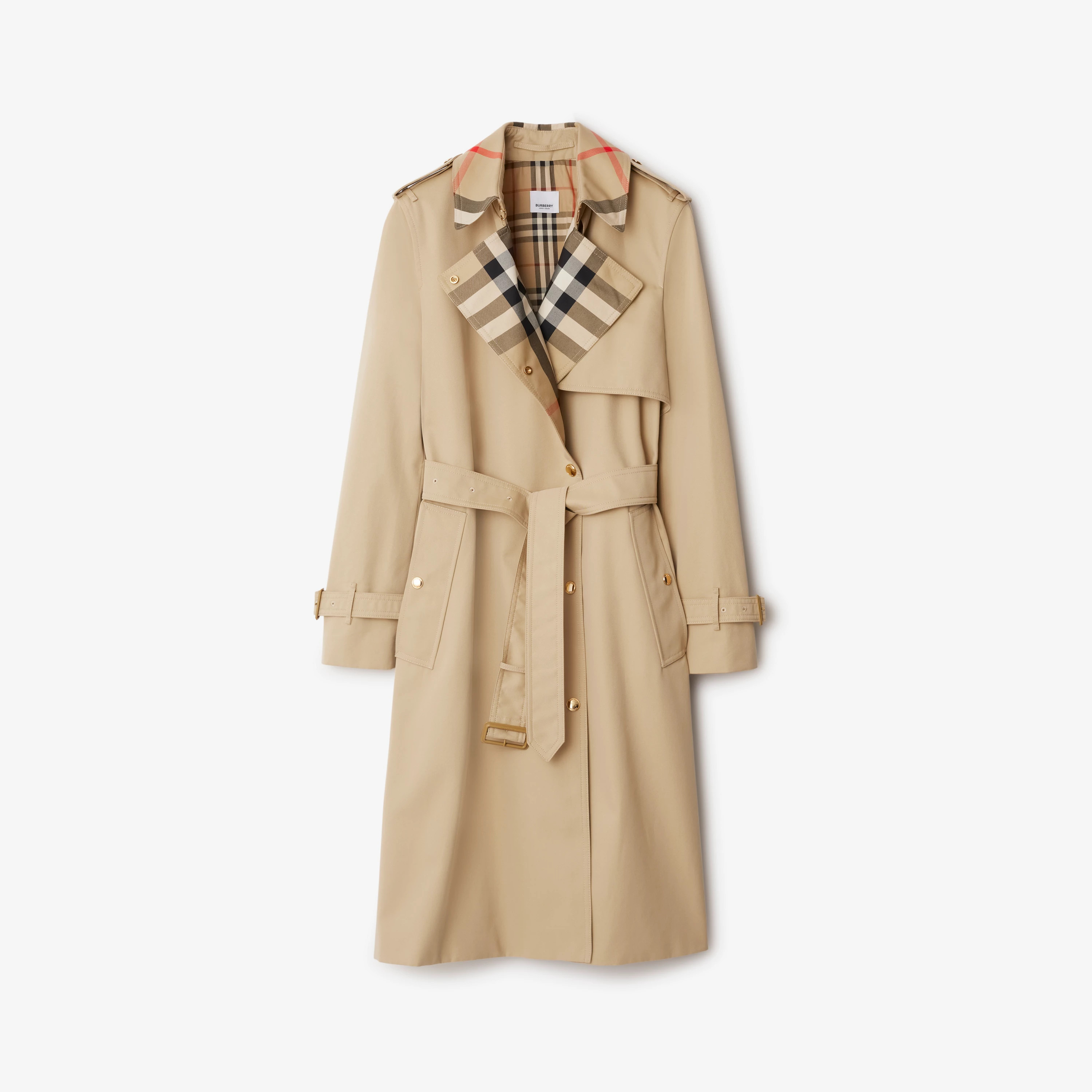 Long Check Collar Gabardine Trench Coat | Burberry (US)