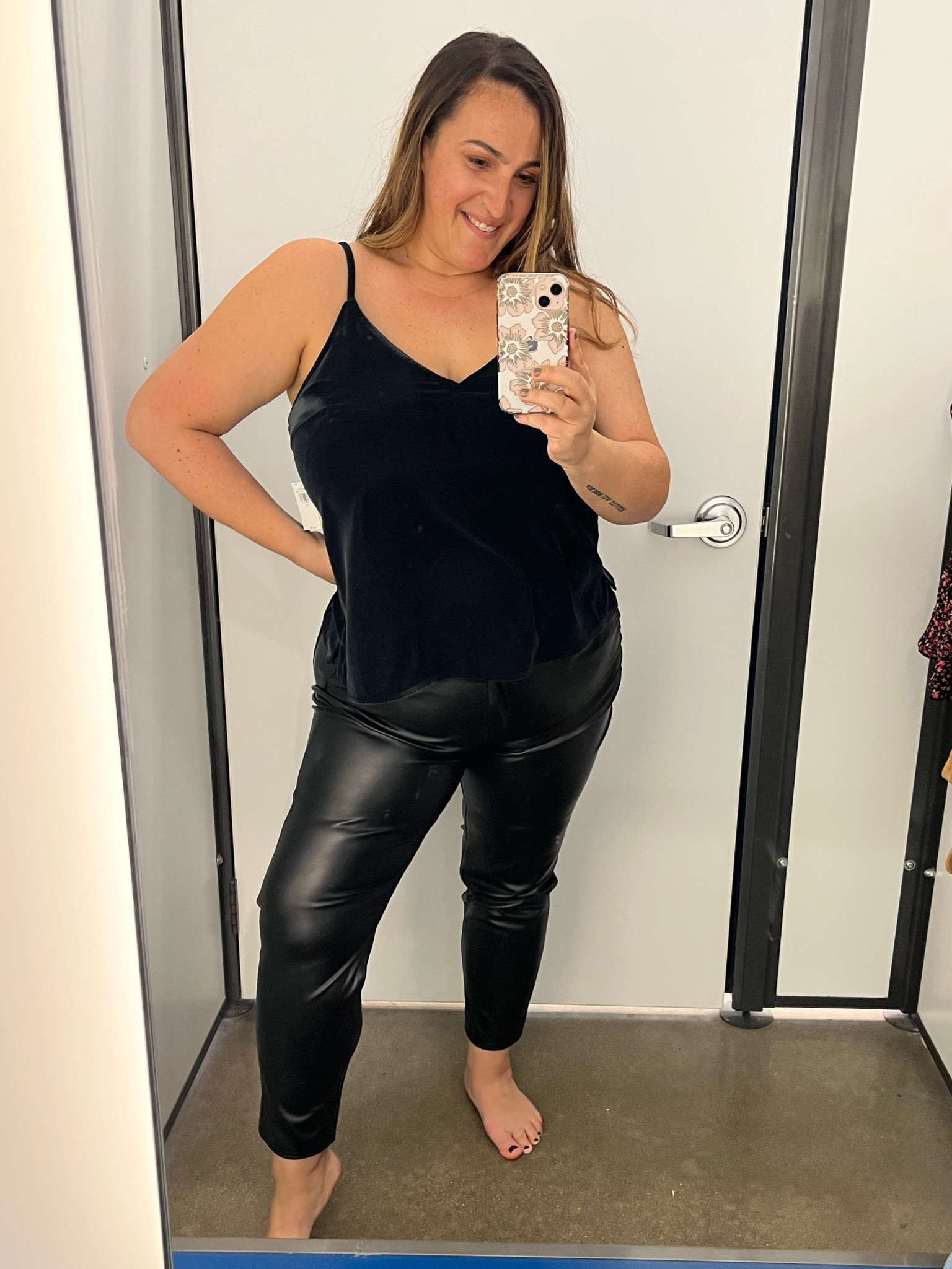 Faux Leather Straight leg pants from old navy are to die for! Stretchy and comfy. Absolutely loving this velvet camisole.

I’m in a 14 in the pants and XL in the cami. 

#LTKcurves #LTKSeasonal #LTKunder50