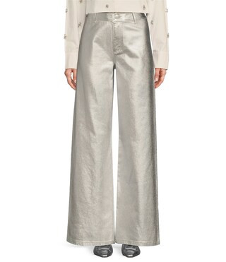 Lexi Coated Metallic High Rise Wide-Leg Denim Pant | Dillard's