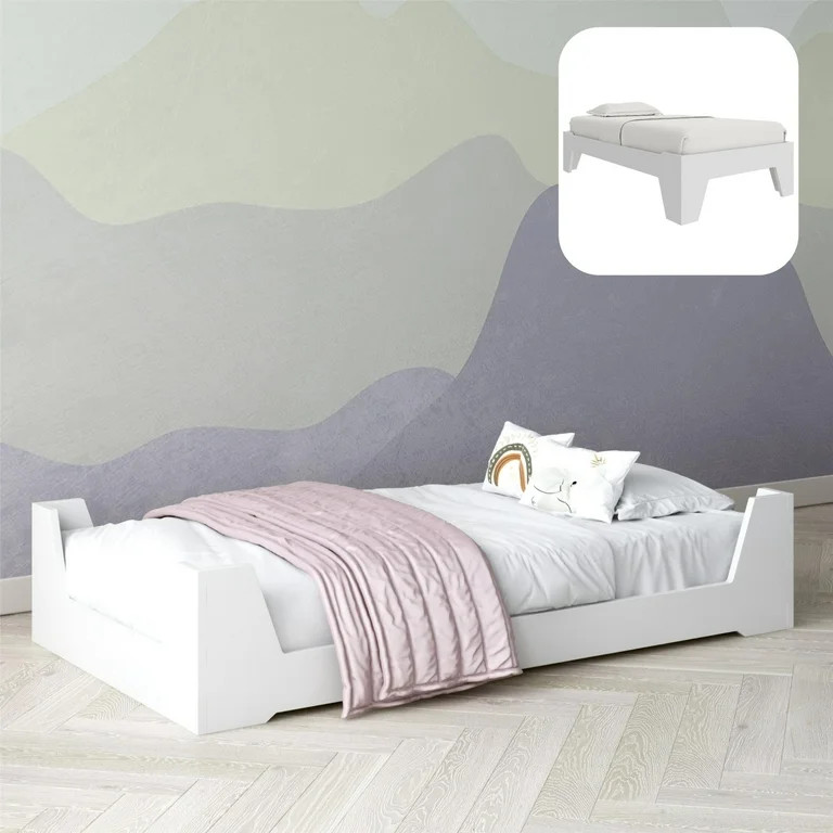 Little Seeds Maverick Montessori Toddler Floor Bed with 2 Heights, White | Walmart (US)