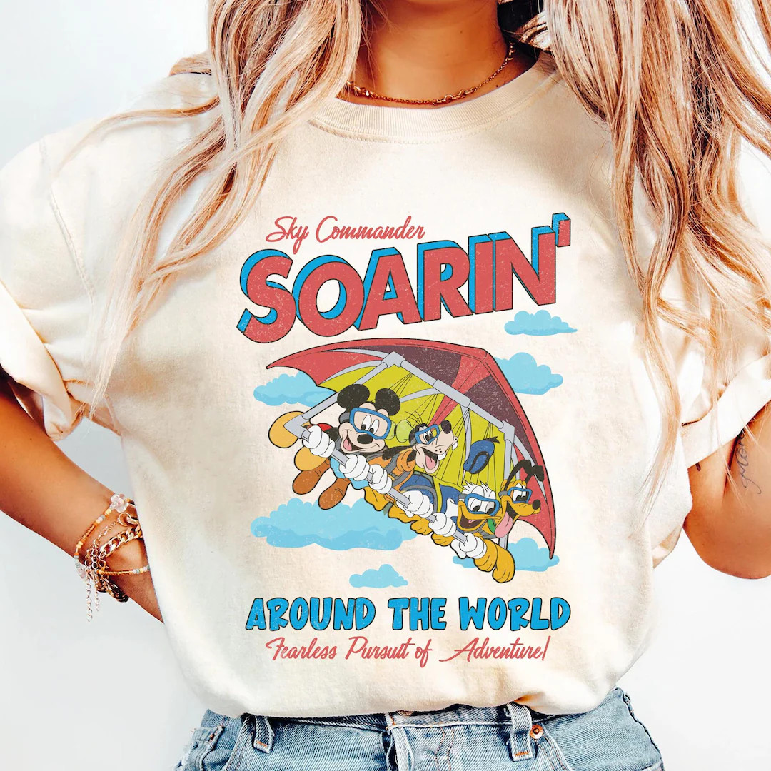 Vintage Mickey & Friends Soarin' Around the World Shirt, Disney Ride Epcot Center Tee, Donald Plu... | Etsy (US)