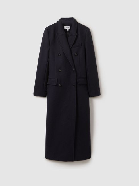 Florence
                Wool-Blend Twill Double-Breasted Coat | Reiss UK