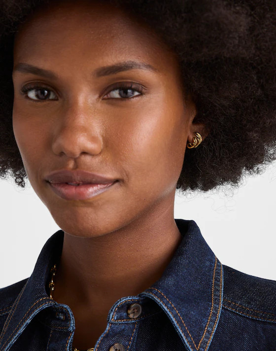 Monstera Leaf Double Huggie Hoop Earrings | Madewell | Madewell