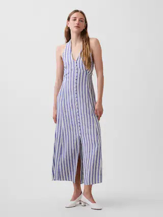Linen-Blend Halter Maxi Dress | Gap (US)