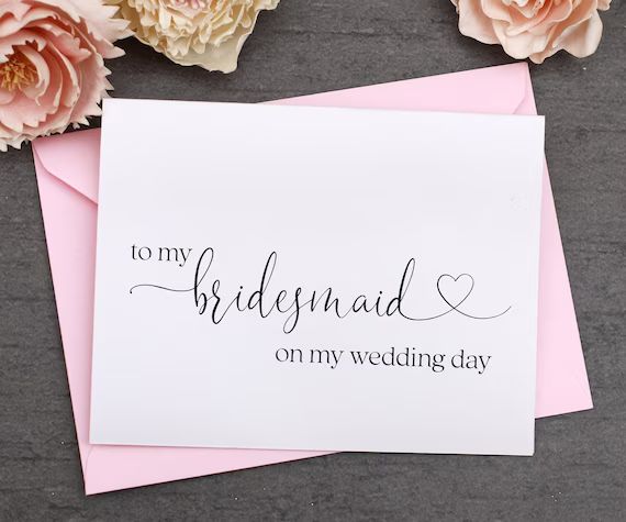To My Bridesmaid on My Wedding Day Card Bridesmaid Gift Card - Etsy | Etsy (US)
