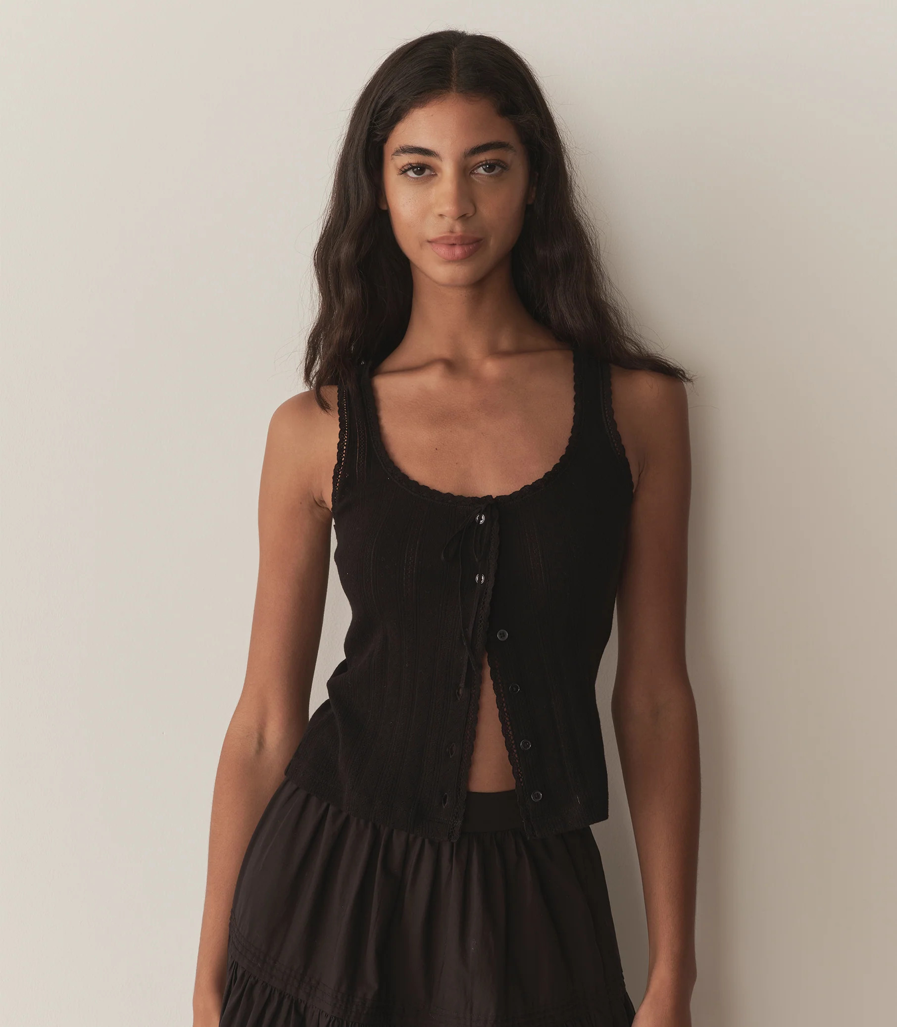 Lois Tank - Black Quelle Jolie Pointelle | DÔEN | DOEN