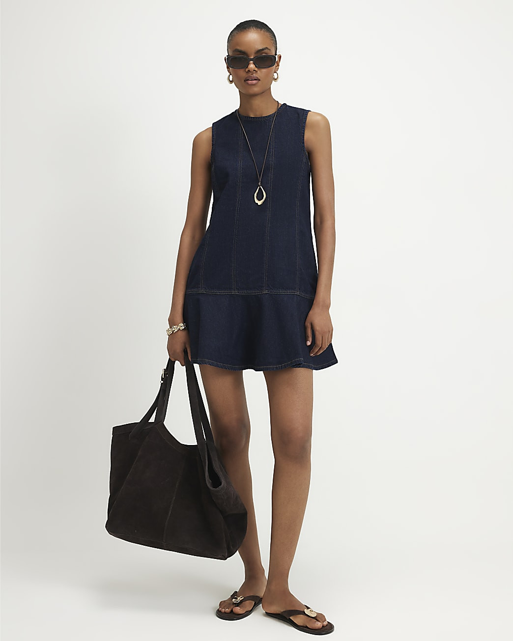 Blue Mini Denim Swing Dress | River Island UK & IE