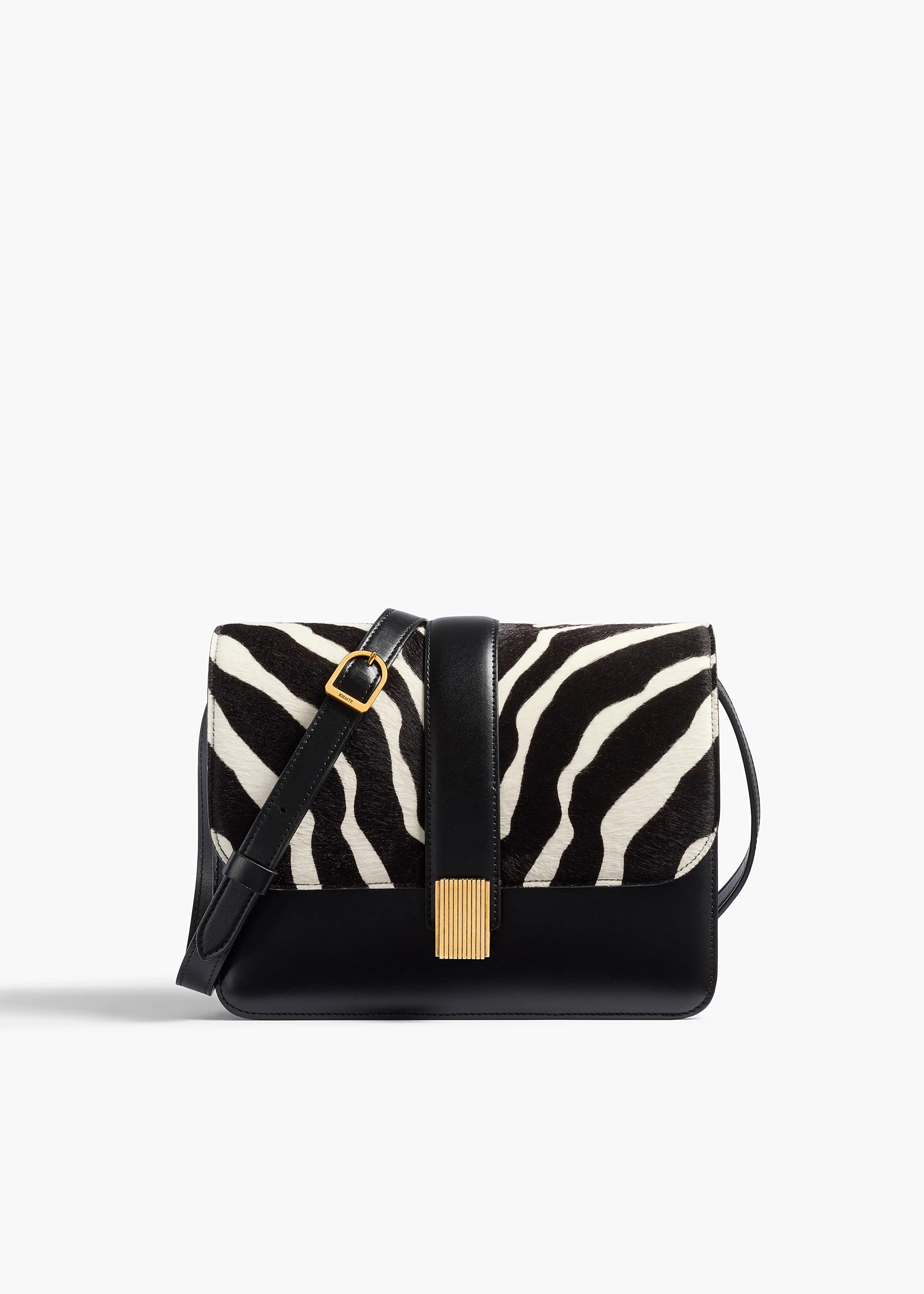 KHAITE - Blake Crossbody Bag In Zebra Print Haircalf And Black Leather | Khaite
