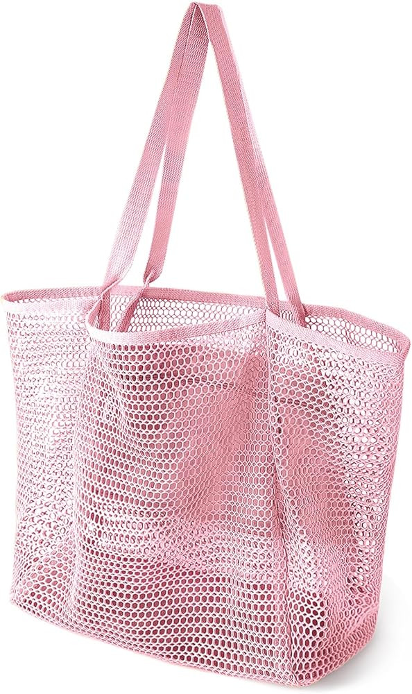 Beach Bags for Women, Summer Travel Mesh Tote Bag with Large Inner Pocket, Sandproof Woven Should... | Amazon (US)