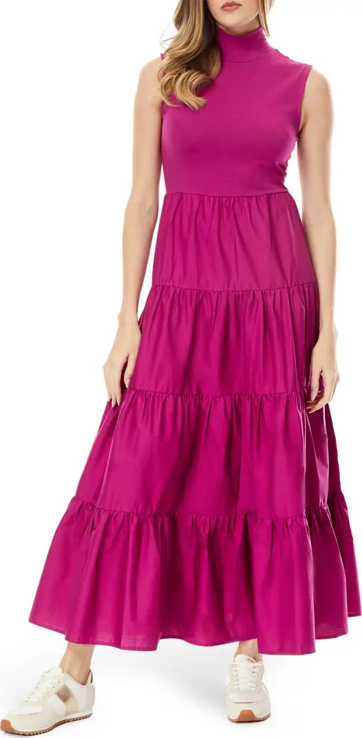 Leslie Mock Neck Sleeveless Tiered Maxi Dress | Nordstrom Rack