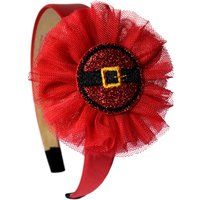 Santa Belt Glitter Christmas Red Tulle Flower Arch Headband For Toddlers & Girls | Etsy (US)