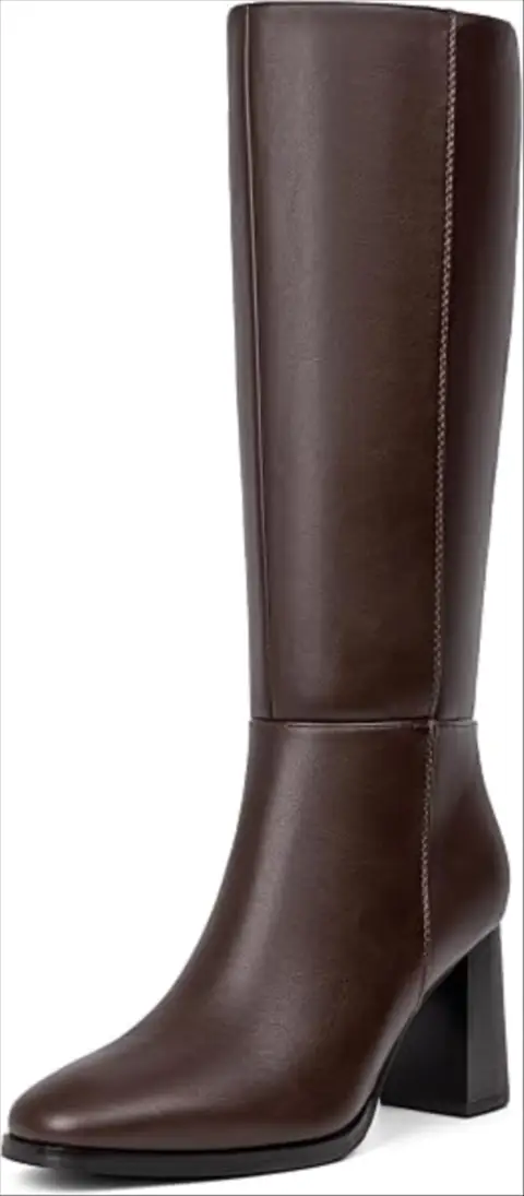 Knee High Boots Women Square Toe Chunky Heel Fall Tall Boots