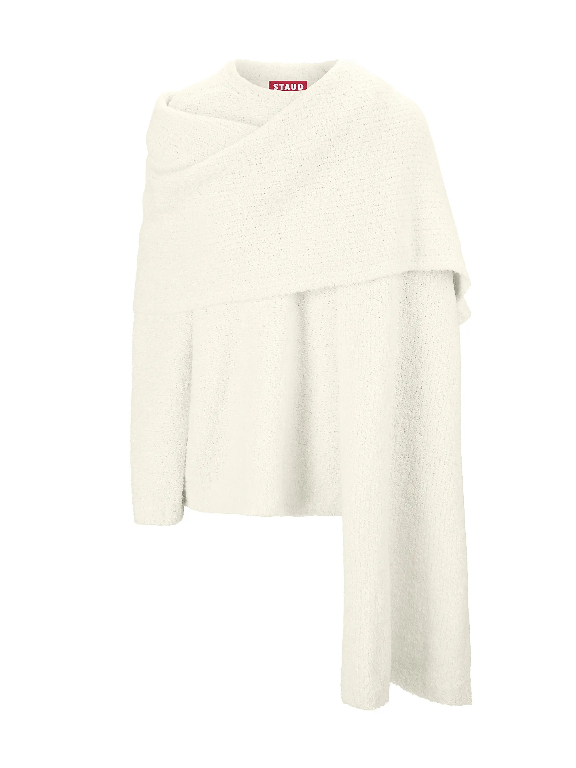 Staud Siren Scarf-Detailed Bouclé Yarn Sweater | Saks Fifth Avenue | Saks Fifth Avenue