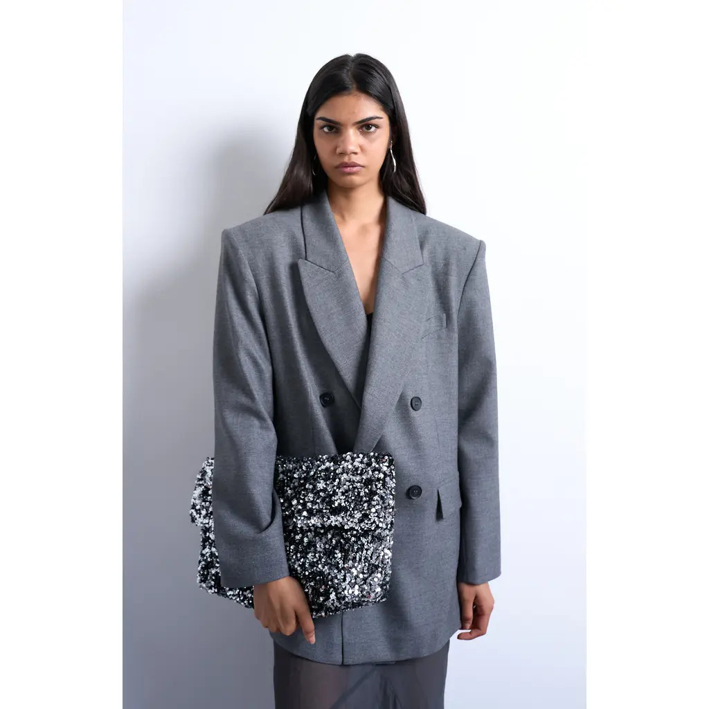 Topshop Sequin Foldover Clutch in Silver at Nordstrom | Nordstrom