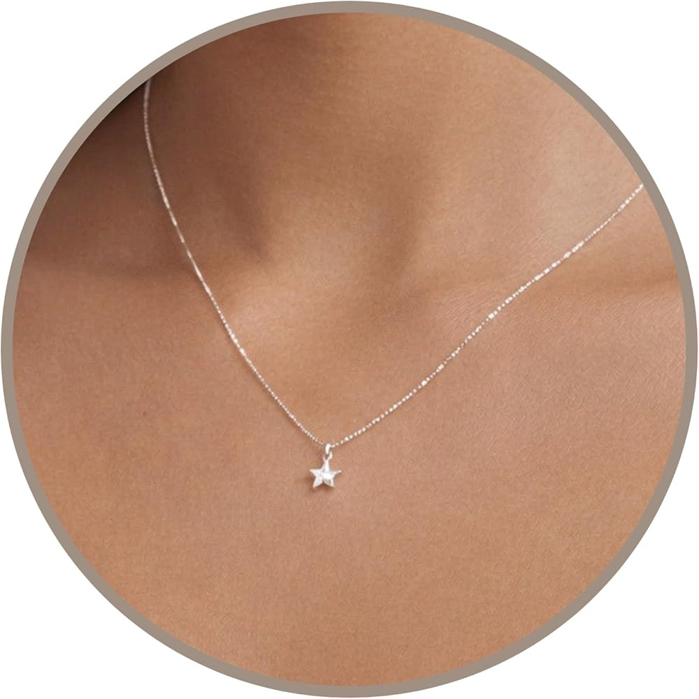 Annika Bella Handmade Shiny Star Pendant Necklace, 925 Sterling Silver Everyday Necklaces, Dainty... | Amazon (US)