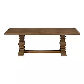 Home Decorators Collection Eldridge Trestle Dining Table with Self Storing Extension in Haze Brow... | The Home Depot
