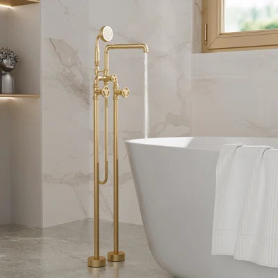 Triple Handle Floor Mounted Clawfoot Tub Faucet | Wayfair North America