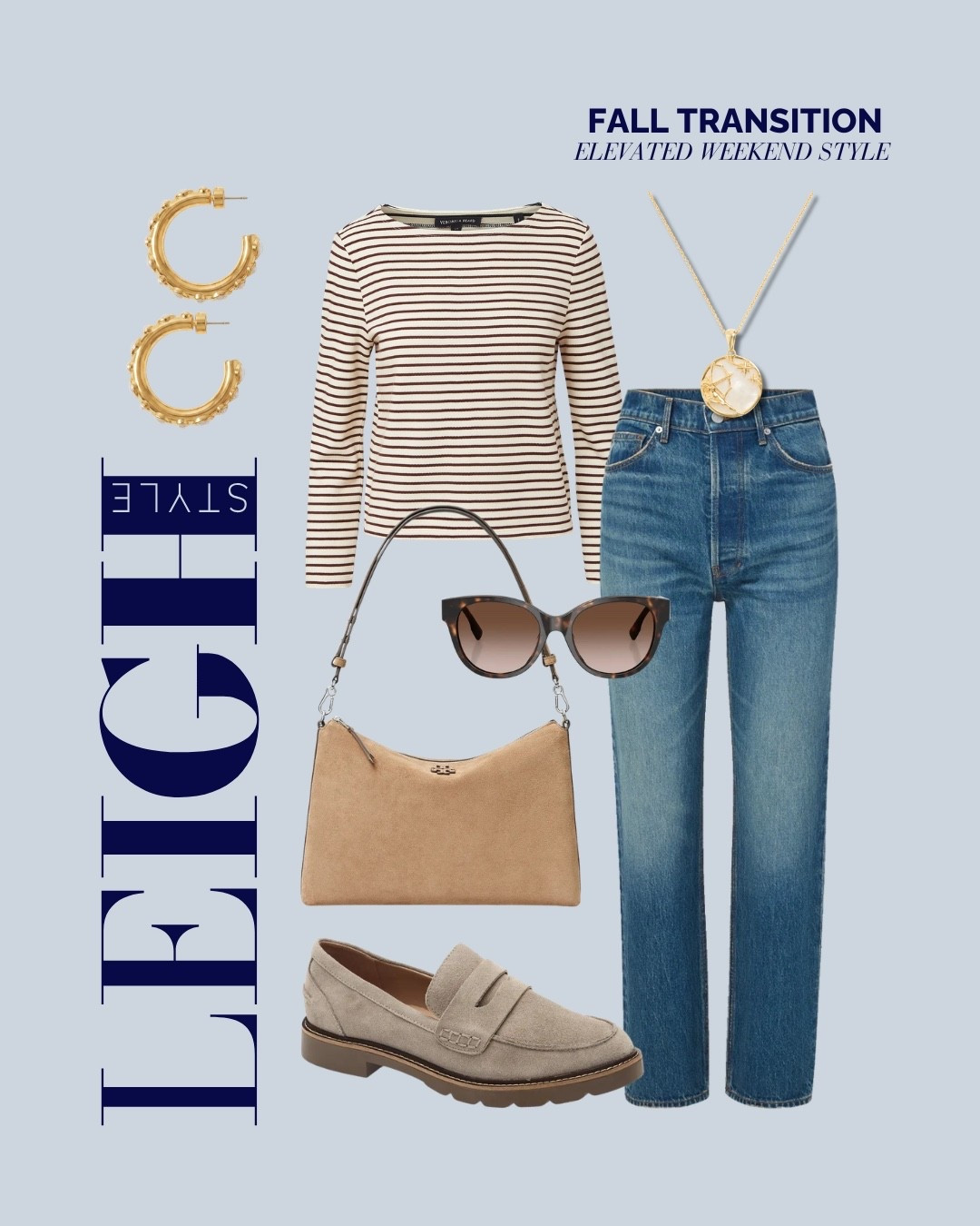 The perfect elevated weekend look 🤎 Classic stripes, denim, suede and easy fall layers.

fall weekend outfit, elevated casual outfit, fall transition style, striped top outfit, straight leg jeans, suede loafers, casual fall outfit, chic weekend style, everyday fall outfit, women’s fall fashion, preppy fall outfit, classic fall style

#LTKootd #LTKdayinmylife #LTKTravel