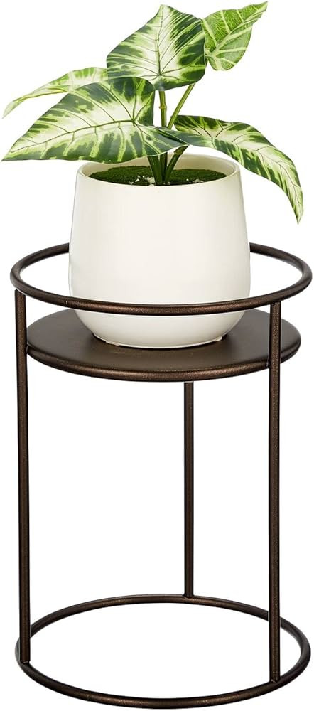 mDesign Metal 9-Inch Tall Circular Plant Stand, Planter Holder Contemporary Design Round Tray for... | Amazon (US)