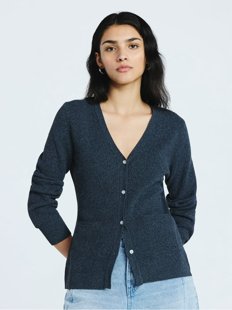 Scoop Women’s V Neck Cardigan Sweater with Long Sleeves, Lightweight, Sizes XS-XXL | Walmart (US)