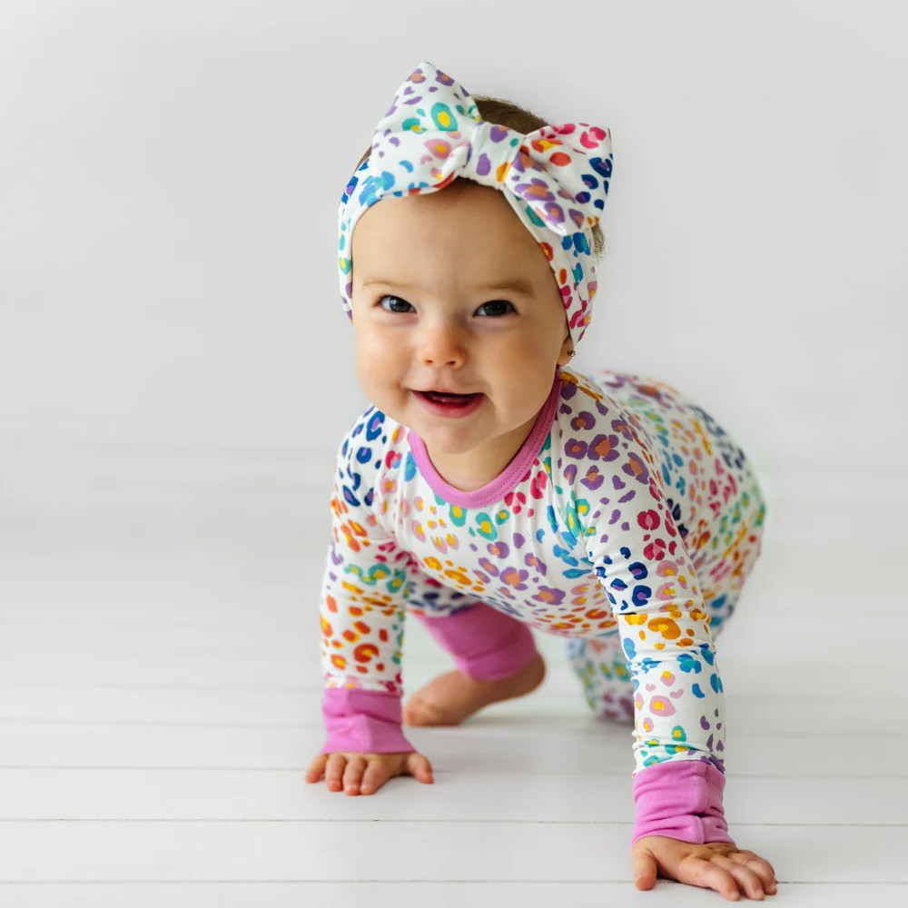 Rainbow Leopard Luxe Bow Headband | Little Sleepies