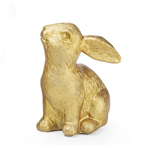 DUQGUHO Easter Gold Bunny Figurines, Small Resin Gold Easter Rabbit for Table Decoration, Easter Bunny Decor Spring Animal Figurines 3 Inch 1PCS | Amazon (US)