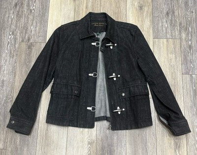 LRL Ralph Lauren Jeans Co Black  Denim Jacket  Firemen's Clasp Women's Large | eBay US