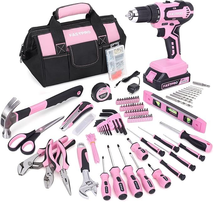 FASTPRO 232-Piece 20V Pink Cordless Lithium-ion Drill Driver and Home Tool Set, Lady's Home Repai... | Amazon (US)