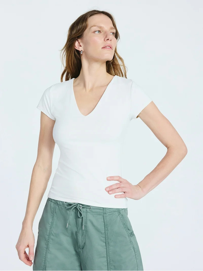 Scoop Women's and Women's Plus Ultimate Refined Contour V Neck Tee, Sizes XS-4X | Walmart (US)