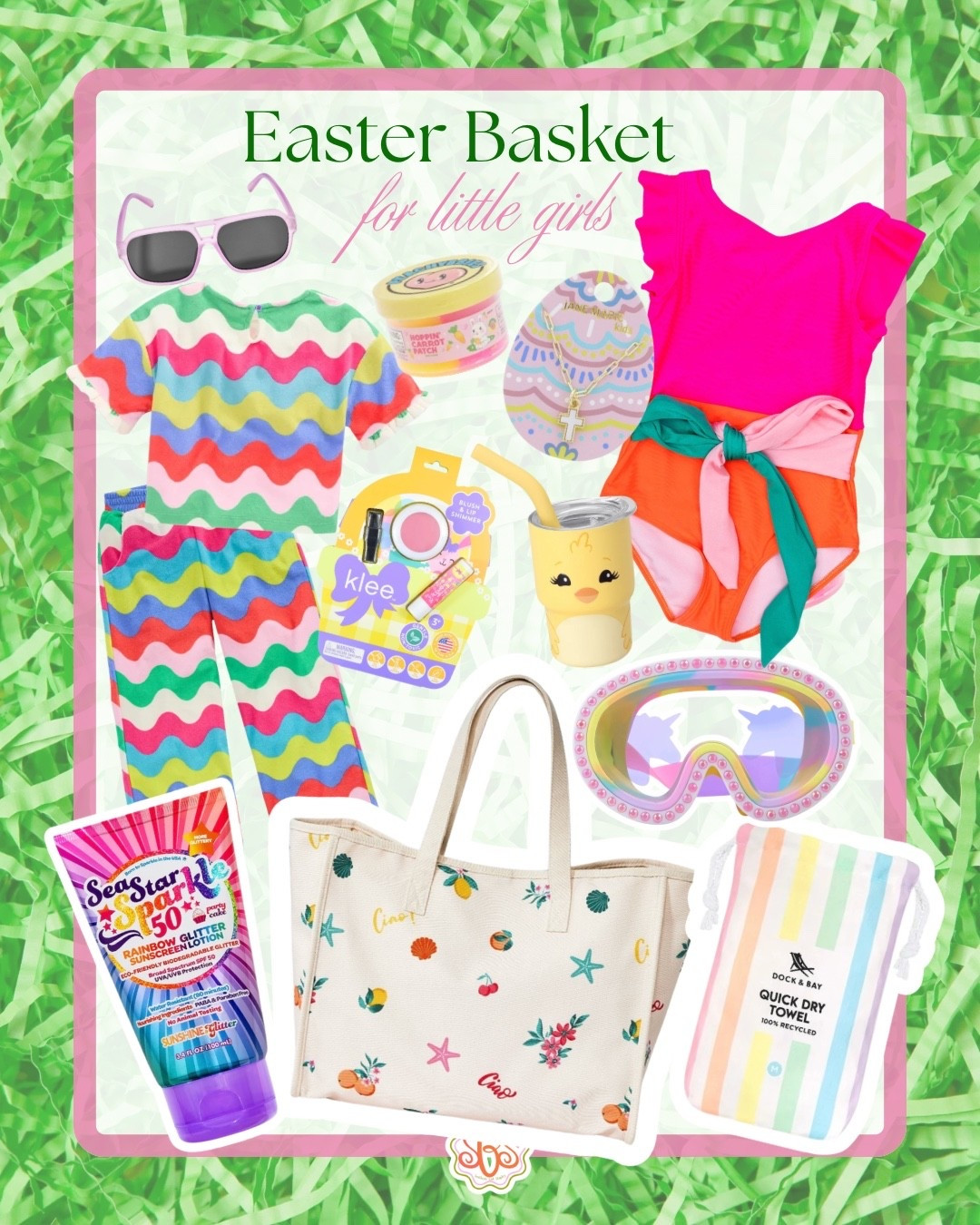 The cutest Easter basket idea for little girls 🐣🌸 Think spring break ready! I added a colorful outfit, swim goodies, a quick-dry towel, fun sunnies, a sweet cross necklace, and a few little treats. Perfect for pool days, beach trips, and sunny Easter fun! Everything is linked here 💗

#LTKmomlife #LTKSwim #LTKKids