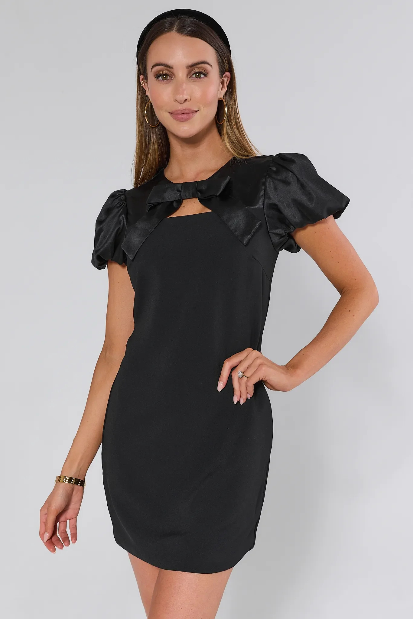 Anna Black Puff Sleeve Dress | Avara