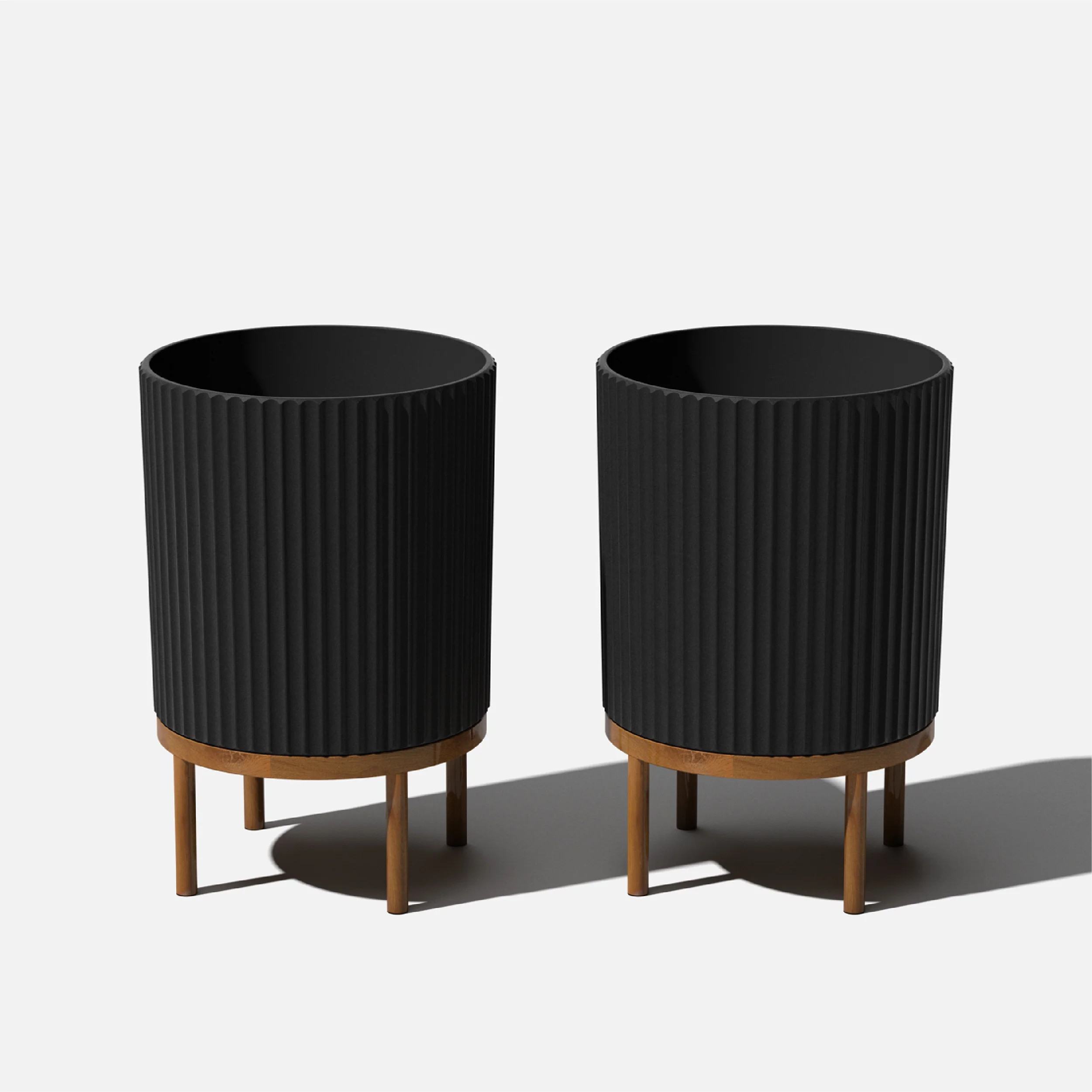 Veradek Mason Series Raised Demi 16" Plastic-Stone Planter with Stand - 2-Pack Black/Brown | Walmart (US)