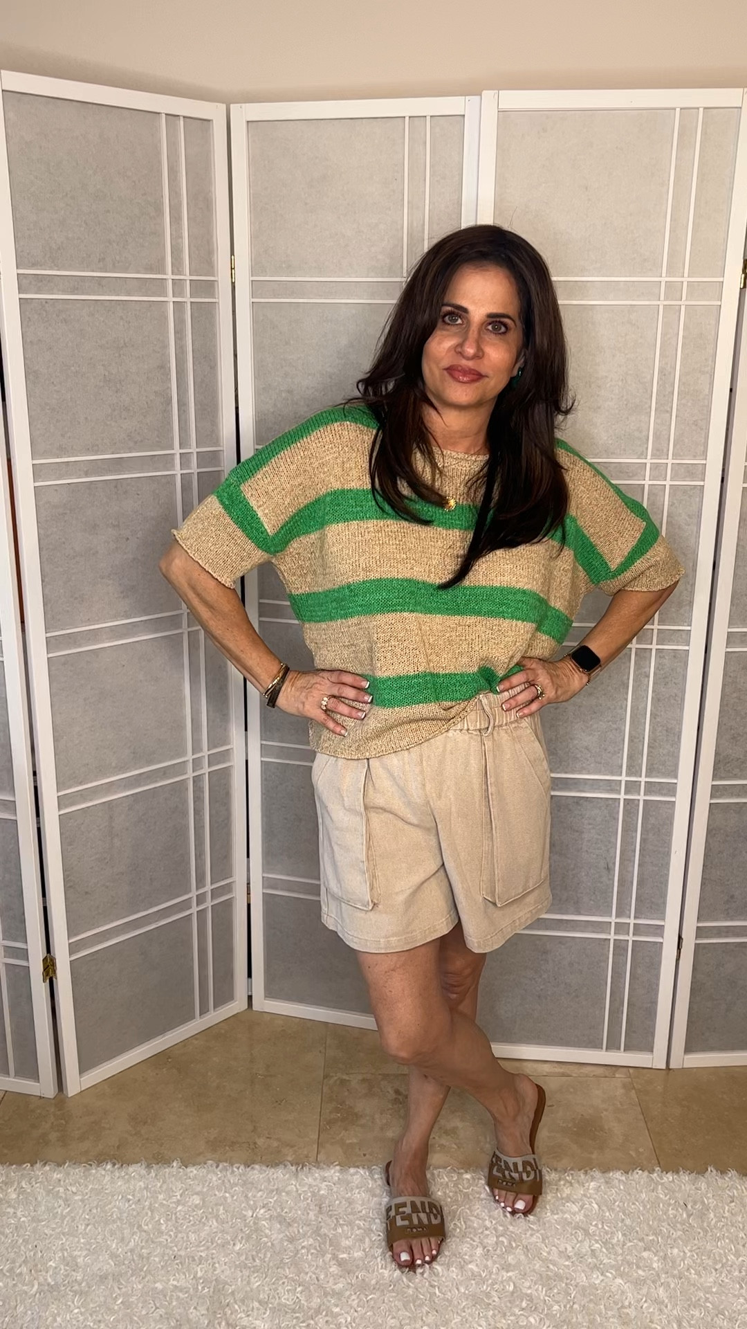 Loving this look . High waisted front pocket shorts xs , knit sweater a sm . 

#LTKover40 #LTKSeasonal #LTKstyletip