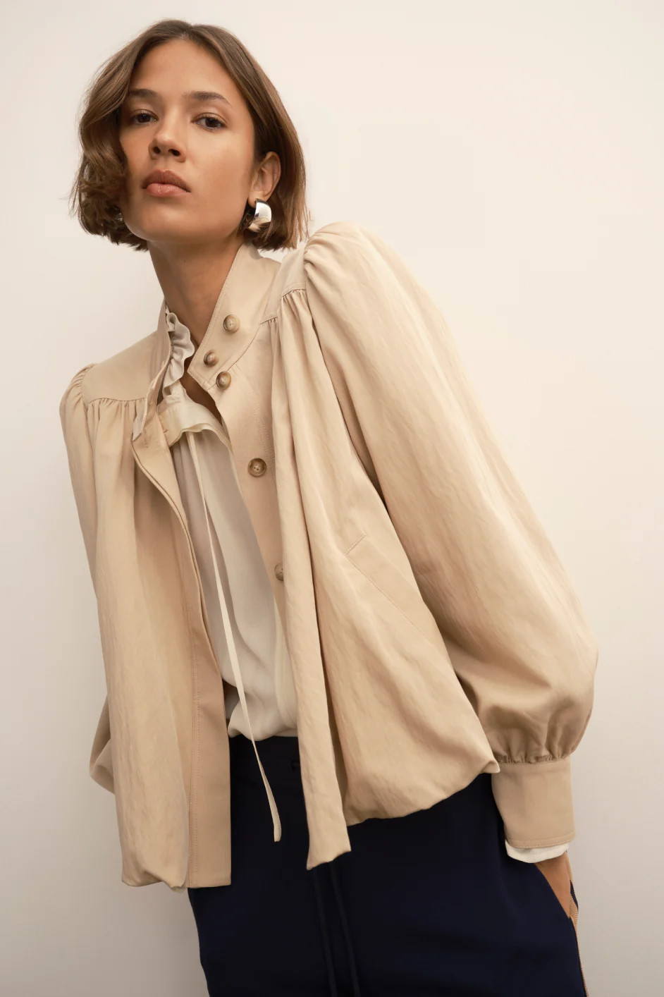 Lana Bubble Hem Trench - Sand | WYSE London