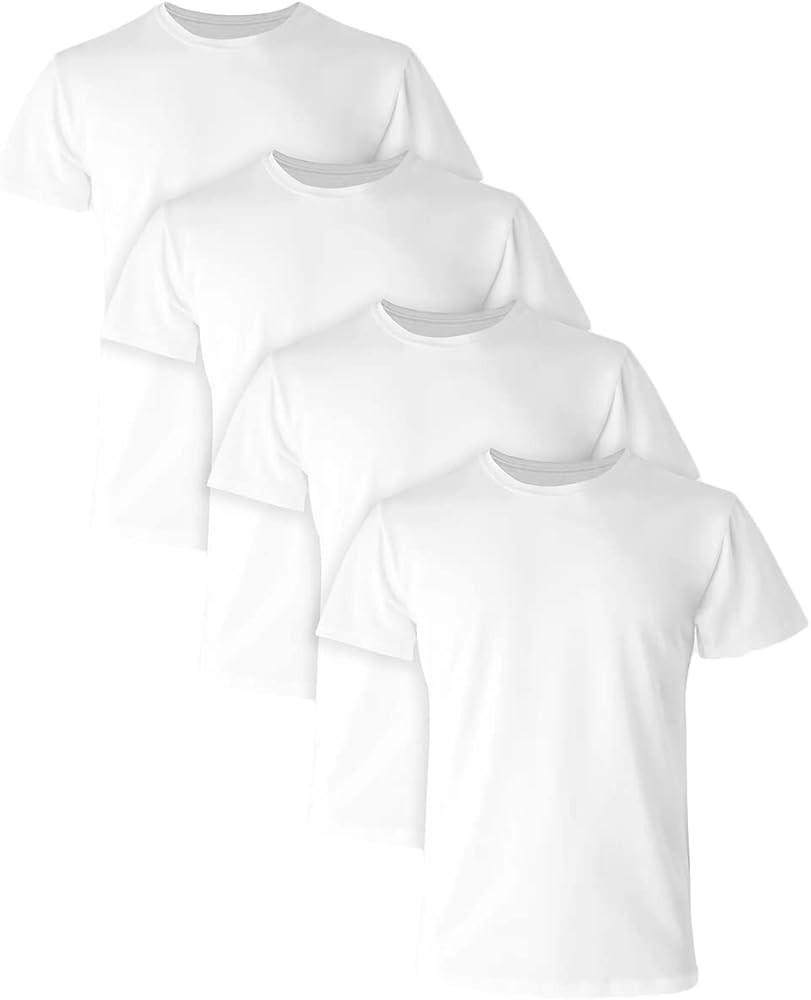 Hanes Men's Ultimate Comfort Fit Undershirt,Crewneck Stretch-cotton T-Shirt, 4-pack | Amazon (US)